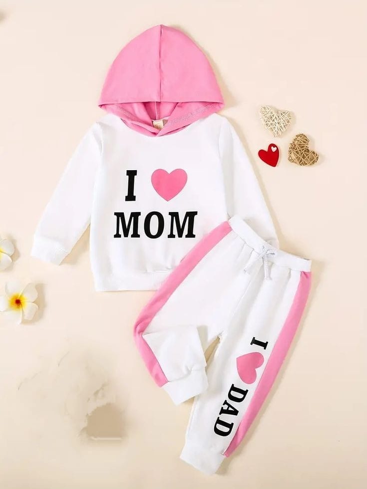 Kids Hoodie & Trouser 2 Pcs - I Love MOM