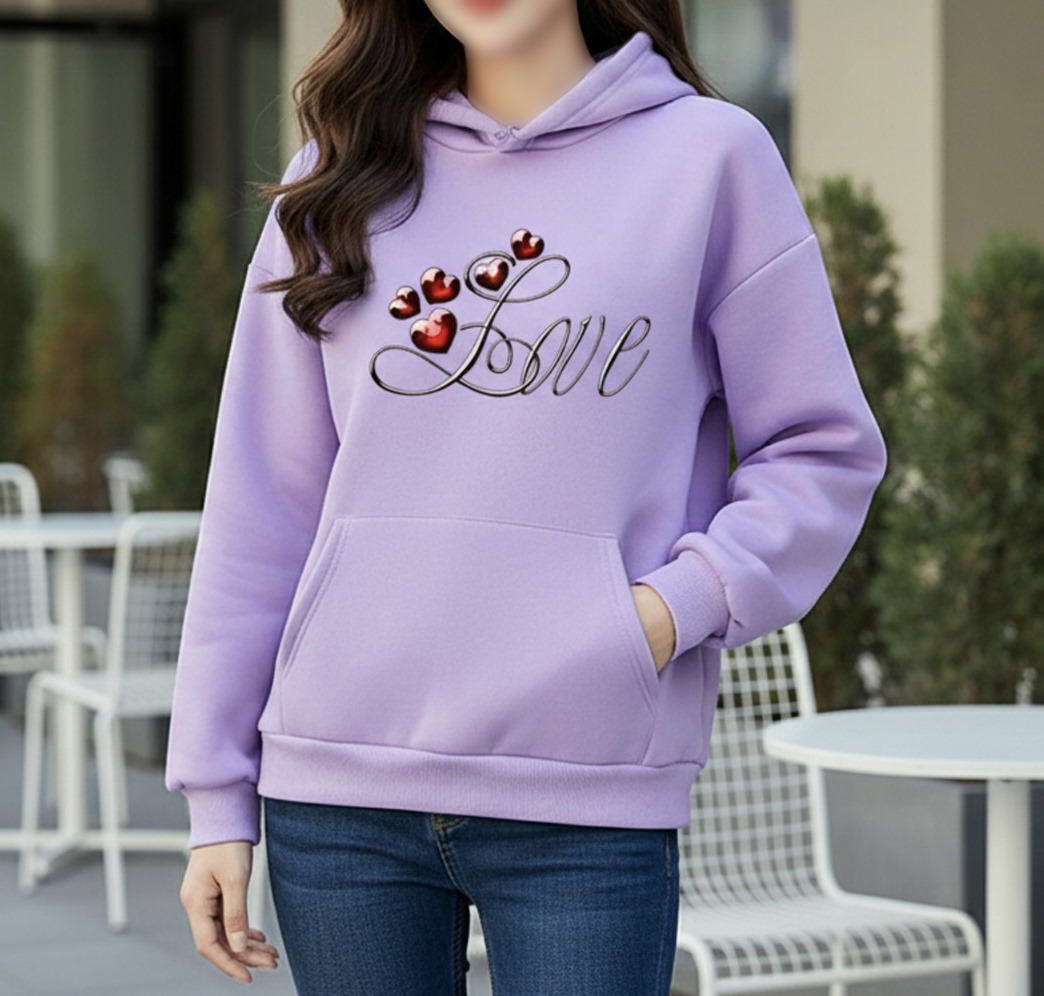 Premium Comfortable Printed Ladies Winter Hoodie